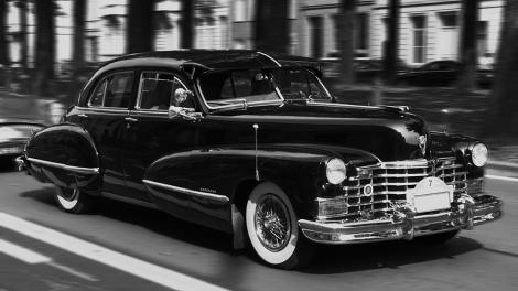 Fototapete Cadillac 50er Jahre als Schwarzweißfoto