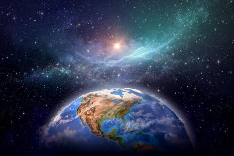 Fototapete die Erde, Planeten, Sterne und Nebel