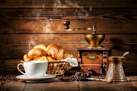 Fototapete Kaffee und Croissants