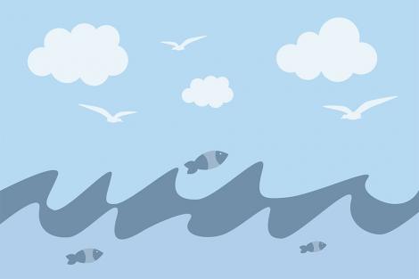 Kinderzimmer Fototapete mit dem Blick auf das Meer