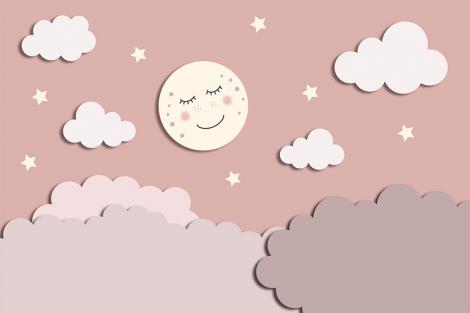 Kinderzimmer Tapete der schlafende Mond am Nachthimmel