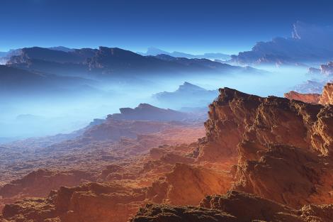 Fototapete Berglandschaft auf dem Saturn