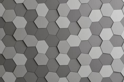 Designtapete mit geometrischen Sechsecken in Grau