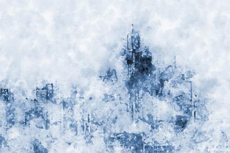 Fototapete Aquarell der Frankfurter Skyline