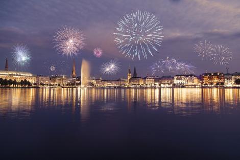 Fototapete Hamburg Feuerwerk