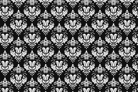 Mustertapete Barock-Ornamente im Schwarz-Weiß-Design