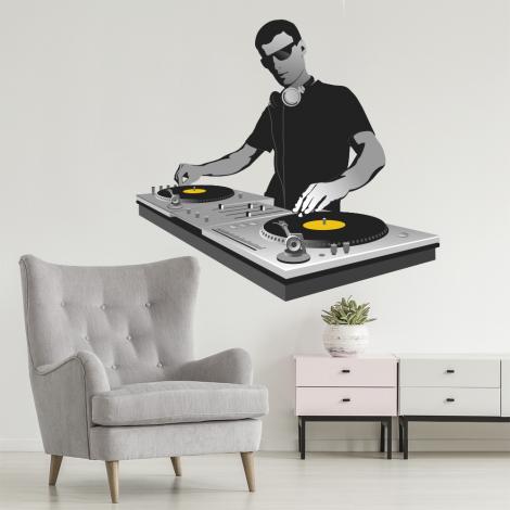 Wandtattoo DJ mit Plattenspielern